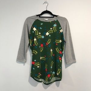 LuLaRoe | Floral Print Randy Baseball Tee Size S